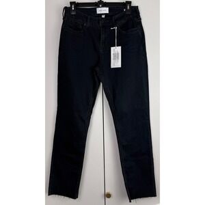 Dear John Blaire Straight Leg Jeans Dark Wash Raw Hem Denim Women 29 NEW